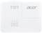 Ein weißer Acer-Projektor mit Tasten für Power, Lampenmodus und Menüoptionen. Firmenlogo oben rechts.
