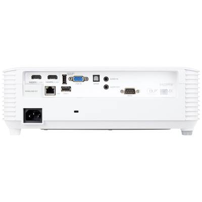 Rückseite eines Projektors mit verschiedenen Anschlüssen: HDMI, USB, VGA, AUDIO IN/OUT, RS-232C und Stromanschluss.
