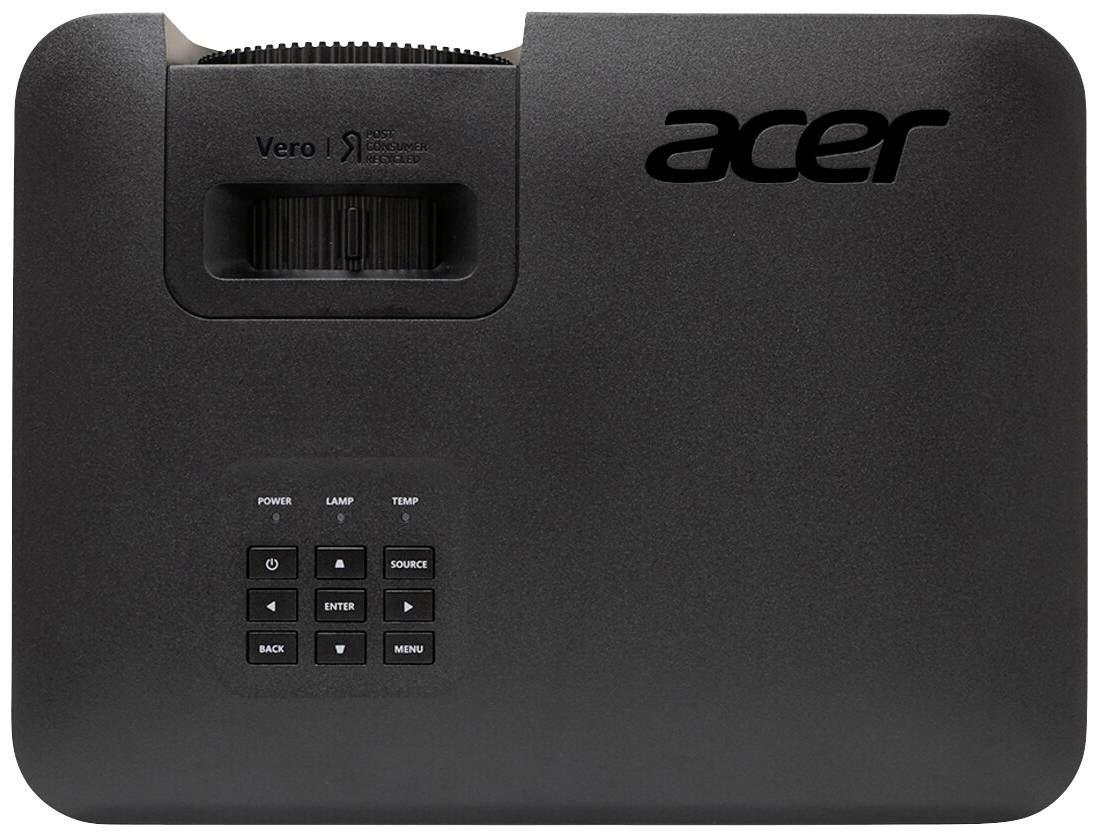 Ein schwarzer Acer-Projektor mit Tastenfeld an der Oberseite.