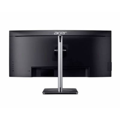 Rückansicht eines schwarzen Acer-Monitors mit gebogenem Bildschirm und elegantem Standfuß, geeignet für modernes Arbeitsplatzdesign.
