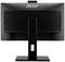 Rückseite eines Acer-Monitors mit rechteckigem Standfuß. Schwarz mit geometrischem Muster im Design.