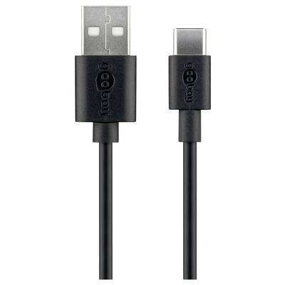 Goobay 45735 USB C auf USB A 2.0 Ladekabel / High Speed 15W 3A 5V Handy Kabel / 480 Mbits Adapterkabel / Schwarz / 1 m
