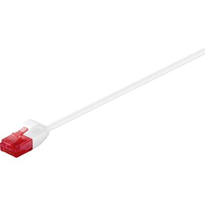 Ein weißes Netzwerkkabel mit rotem Stecker, das zur Verbindung von Geräten in einem Netzwerk verwendet wird.