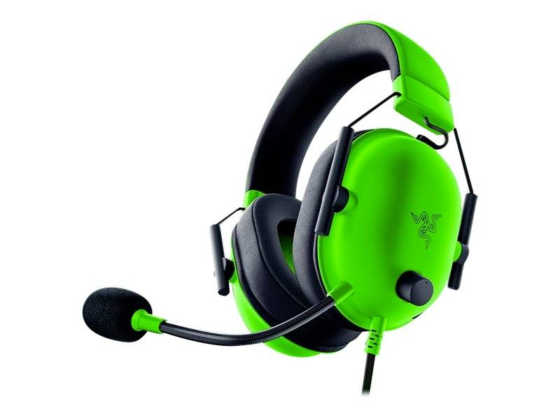 Grünes Gaming-Headset mit Mikrofon, weichen Ohrmuscheln und schwarzem Kopfband. Geeignet für komfortables Spielen und klare Kommunikation.