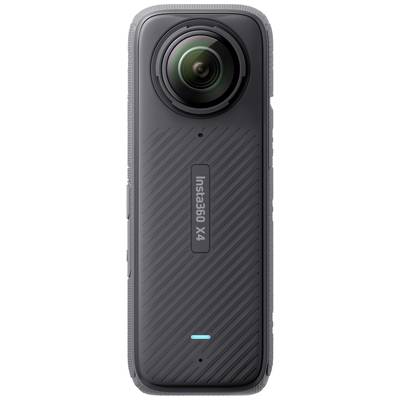 Schwarze 360-Grad-Kamera mit hervorgehobener Linse und Markenlogo in der Mitte des Gehäuses.