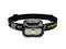 Schwarze Stirnlampe mit gelbem Nitecore-Logo, verstellbarem Band und leuchtendem LED-Licht in der Mitte für Outdoor-Aktivitäten.