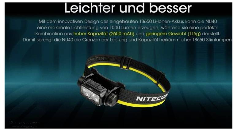 NiteCore NU40 LED Stirnlampe akkubetrieben 1000 lm NC-NU40-2
