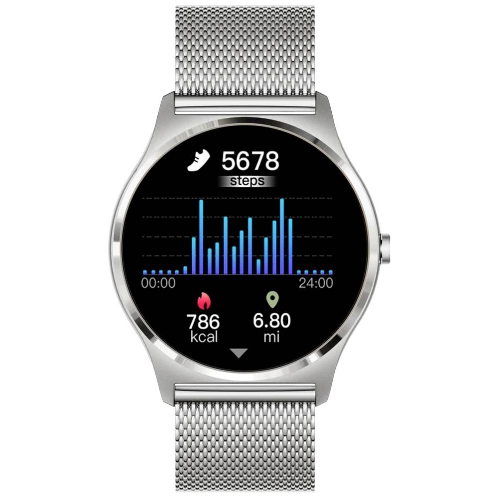 XCOAST Design Dames / Heren - Smartwatch - JOLI XC Pro - Smartwatch - topaas zilver - Metalen armband