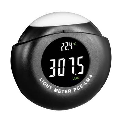 Tragbares Luxmeter mit einer digitalen Rundanzeige, die 307,5 Lux und 22,4°C anzeigt.