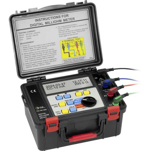 PCE Instruments Ohmmeter PCE-MO 2006 4-Leiter-Messmethode 0 mΩ … 2.000 Ω 5 wählbare Messbereiche MAX MIN HOLD IP65