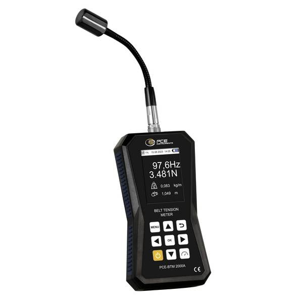 PCE Instruments Riemenspannungsmessgerät PCE-BTM 2000A Messung in Hz & N |Schwanenhals-Sensor |Speicher |Software
