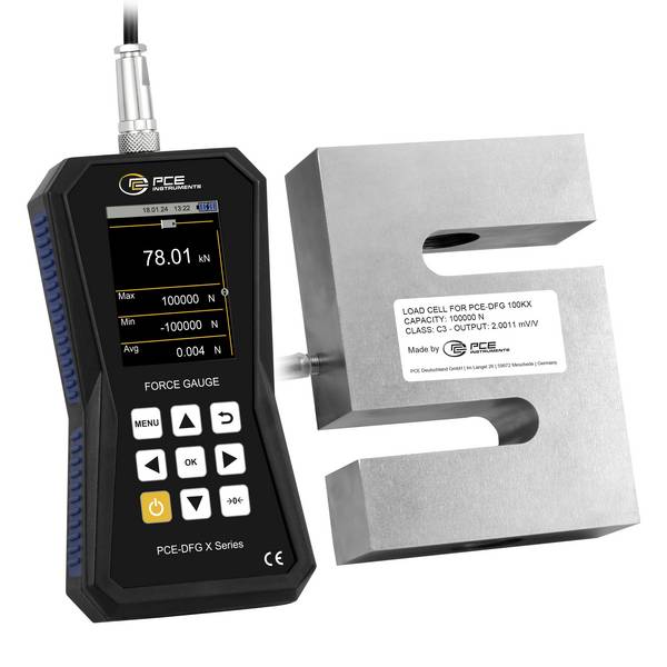 PCE Instruments Kraftmessgerät PCE-DFG 100K X |100kN |7.200Hz |Genau ±0,05% F.S. |Speicher|Software|Kalibriererinnerung