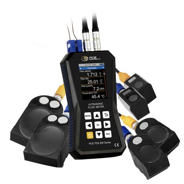 PCE Instruments Ultraschall-Durchflussmessgerät PCE-TDS 200+ SML inkl. Wärmemengenmessung & Durchfluss-Sensoren
