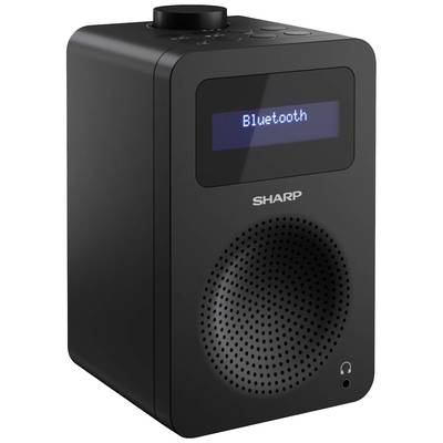 Ein schwarzer Bluetooth-Lautsprecher mit Display, das 'Bluetooth' anzeigt. Oben mehrere Bedientasten und ein Lautstärkeregler.