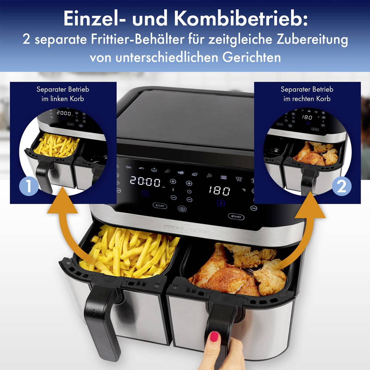 Profi Cook PC-FR 1242 H inox Heißluft-Fritteuse 9.0 l 2400 W Edelstahl-8