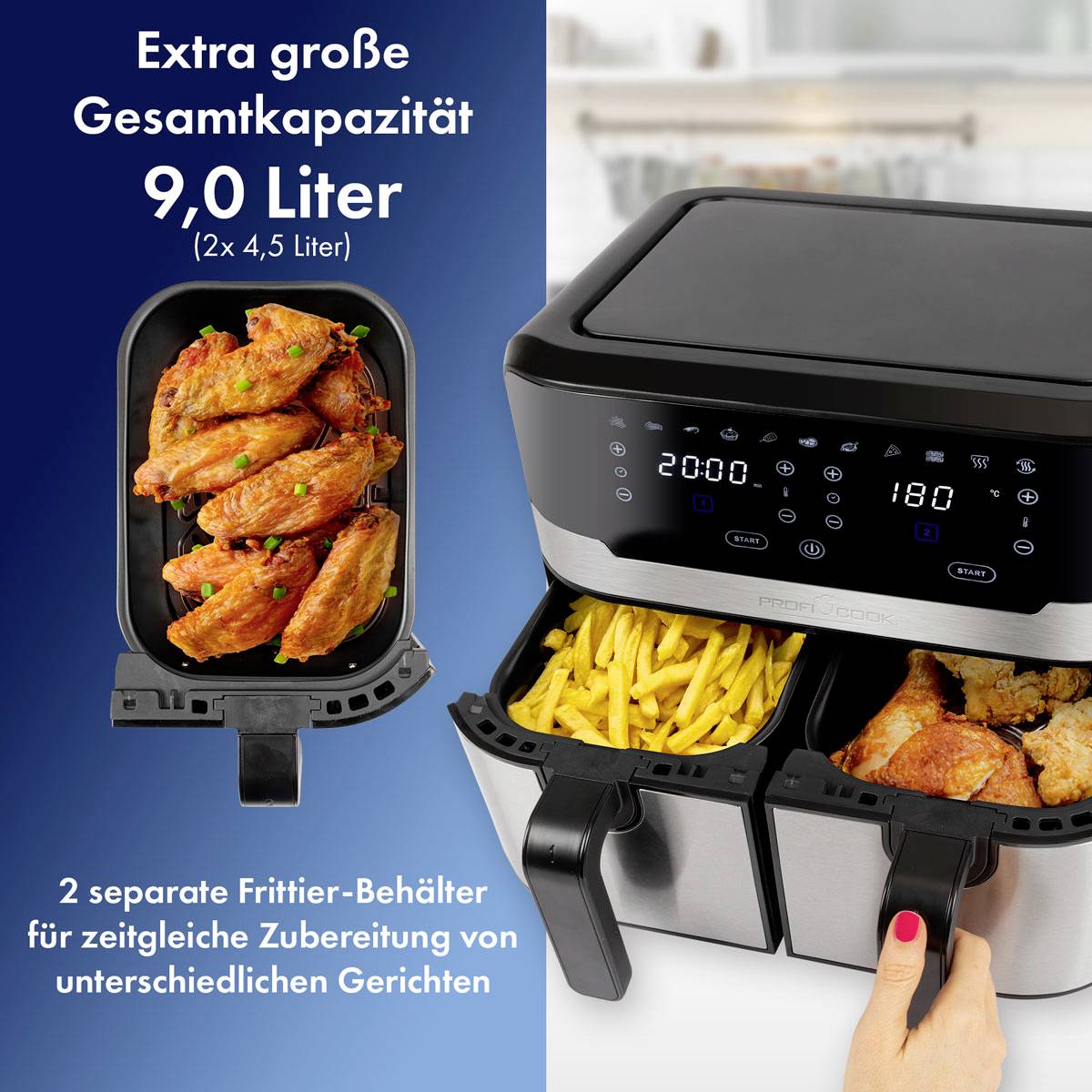 Profi Cook PC-FR 1242 H inox Heißluft-Fritteuse 9.0 l 2400 W Edelstahl-9