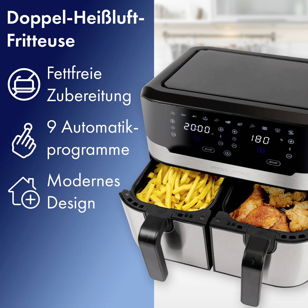 Profi Cook PC-FR 1242 H inox Heißluft-Fritteuse 9.0 l 2400 W Edelstahl-12
