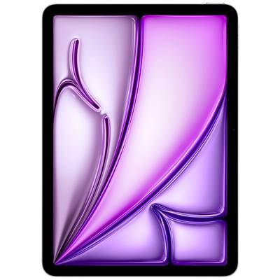 Abstrakte Kunst auf Tablet-Display mit geschwungenen lilafarbenen Formen und Lichtreflexen, die einen dynamischen Effekt erzeugen.