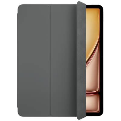 Ein Tablet mit einem teilweise geöffneten grauen Klappgehäuse. Das Display zeigt einen orangefarbenen Bildschirminhalt.