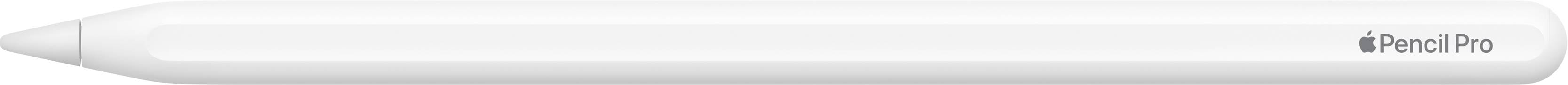 Ein weißer, zylindrischer Stylus-Stift mit abgerundeter Spitze und 'Apple Pencil'-Logo an der Seite.