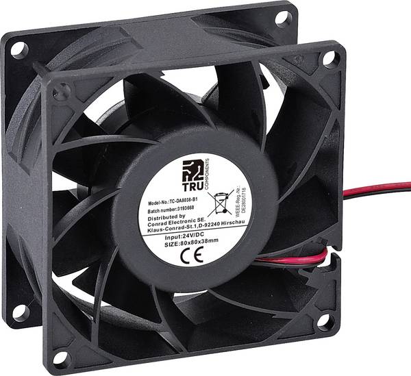 TRU COMPONENTS TC-DA8038-B1 Axiallüfter 24 V/DC 110 m³/h (L x B x H) 80 x 80 x 38 mm