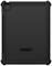 Eine schwarze OtterBox-Schutzhülle für ein Tablet, robust konstruiert, zeigt ein strukturiertes Muster auf der Rückseite.