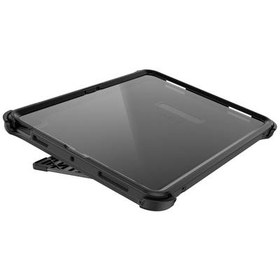 Ein robustes Tablet-Gehäuse mit schwarzem Rahmen und eingebautem Ständer, das für zusätzlichen Schutz und Stabilität ausgelegt ist.