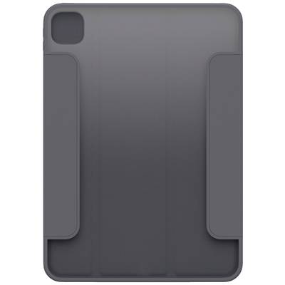 Eine graue Tablet-Hülle mit zwei Klappen an den Seiten, die das Gerät schützen.