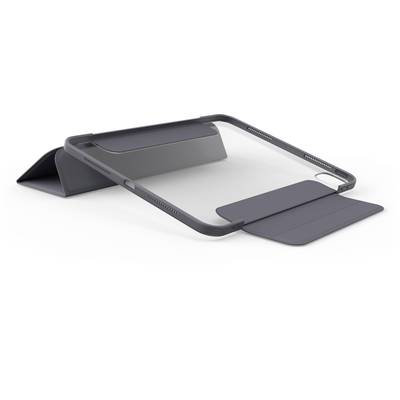 Tragbare Computervorrichtung mit verstellbarem, grauem Ständer, der eine ergonomische Nutzung und unterschiedliche Neigungswinkel ermöglicht. Ideal für Laptops und Tablets.