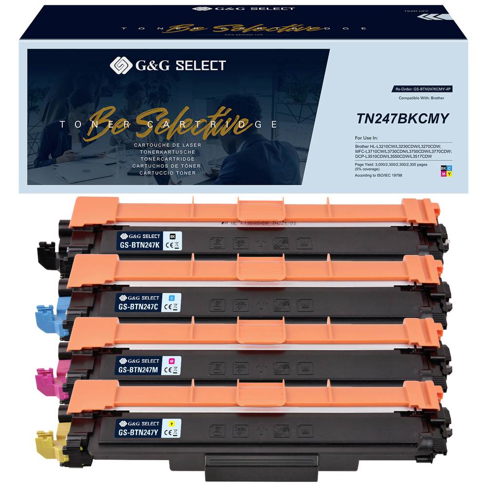 G&G Select XL Premium Toner Geschikt voor Brother TN-243CMYK TN-247CMYK Multipack 4 Kleuren
