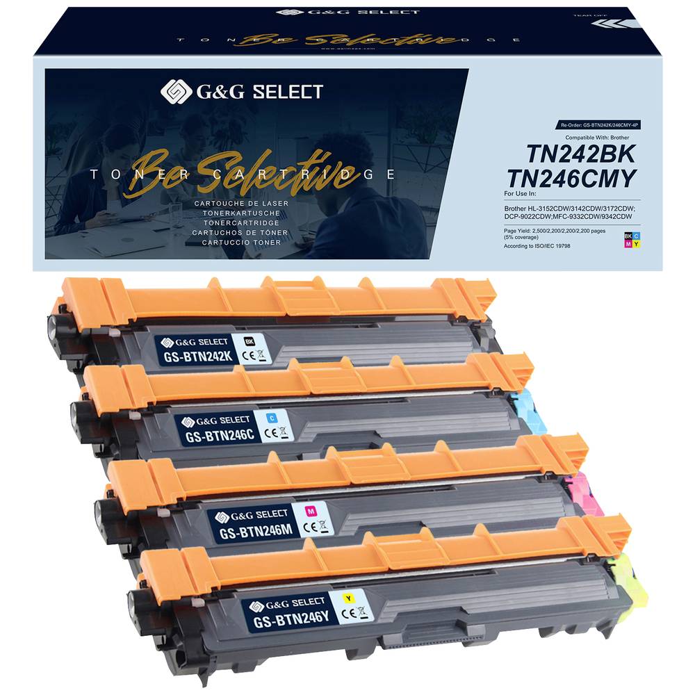 G&G Select XL Premium Toner Geschikt voor Brother TN-241BK TN-242BK TN-245CMY TN-246CMY Multipack 4 Kleuren
