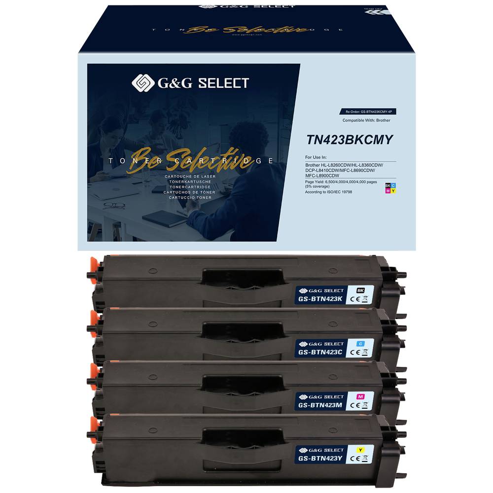 G&G Select XL Premium Toner Geschikt voor Brother TN-423CMYK Multipack 4 Kleuren