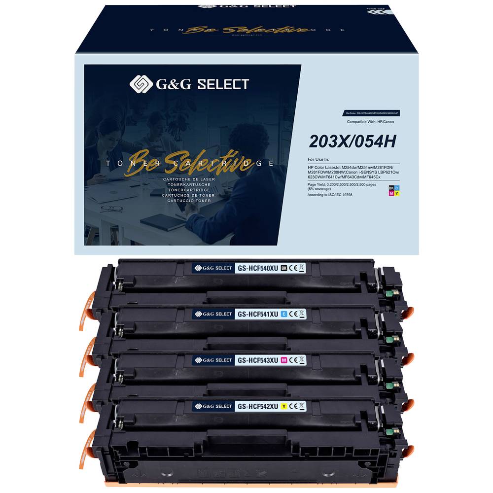 G&G Select XL Premium Toner Geschikt voor HP 203A 203X Canon 054 054H Multipack 4 Kleuren