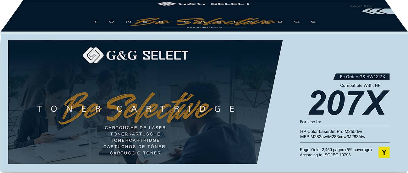 G&G Select Tonerkartusche für HP Drucker, Modell 207X, Farbe schwarz. Verpackung mit Aufschrift 'Be Selective'.