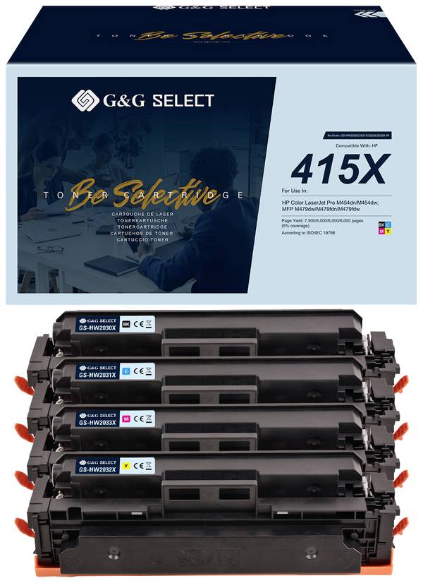 G&G Toner ersetzt HP 415X Kompatibel Kombi-Pack Schwarz, Cyan, Magenta, Gelb  W2030X/W2031X/W2033X/W2032X GS-H415X-4P