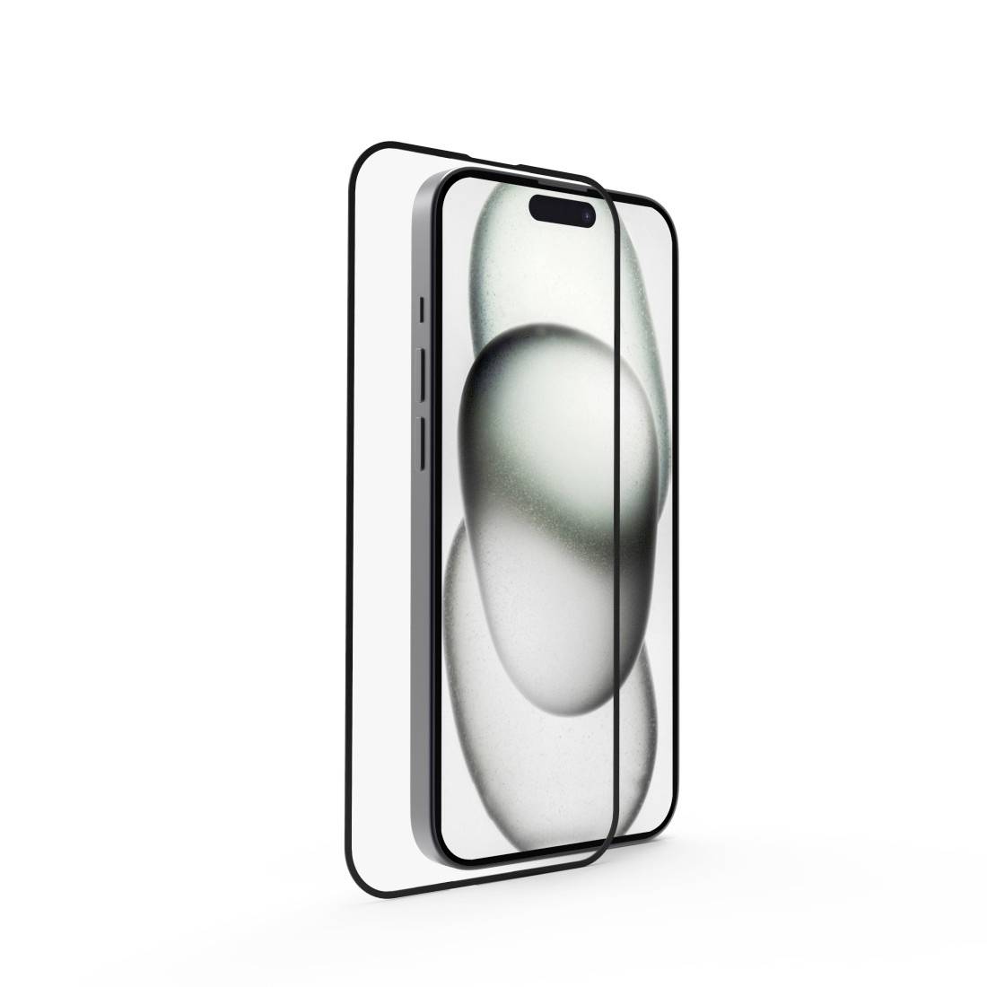 Ein modernes Smartphone mit randlosem Display und abgerundeten Ecken. Im Hintergrund ist ein ähnliches Modell leicht versetzt sichtbar.