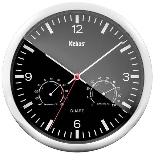 Mebus 56731 Quarz Wanduhr 25 cm x 4 cm Silber