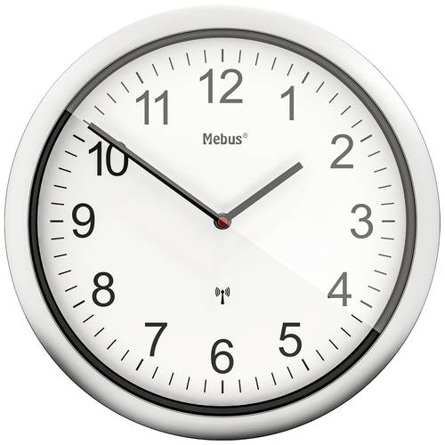 Mebus 19809 Funk Wanduhr 25 cm x 4 cm Silber Leisegang-Uhrwerk
