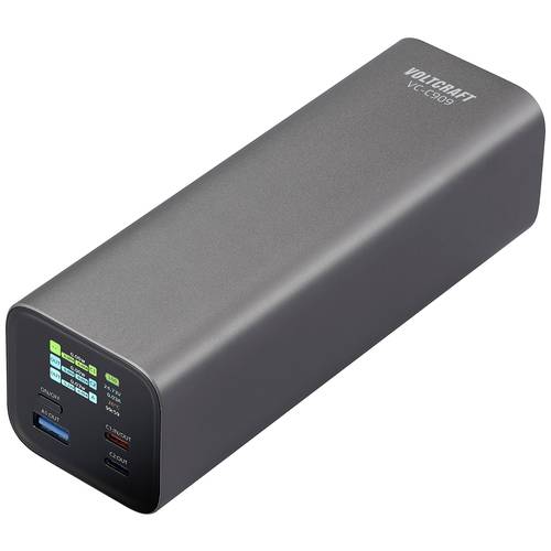 VOLTCRAFT VC-C909 Powerbank 27000 mAh USB PD 3.1 Li-Ion Schwarz-Silber Statusanzeige