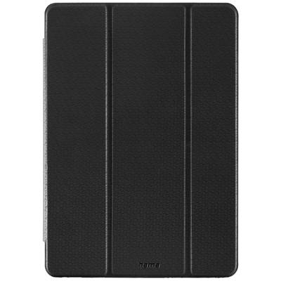 Eine schwarze Tablethülle mit einem minimalistischen Design, dreifach gefaltet, bietet Schutz und Funktionalität.
