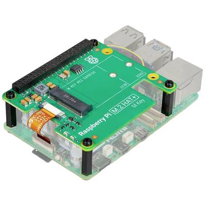 Ein Raspberry Pi mit einer aufgesteckten grünen Erweiterungsplatine und sichtbaren Anschlüssen. Hauptsächlich für technische Projekte genutzt.