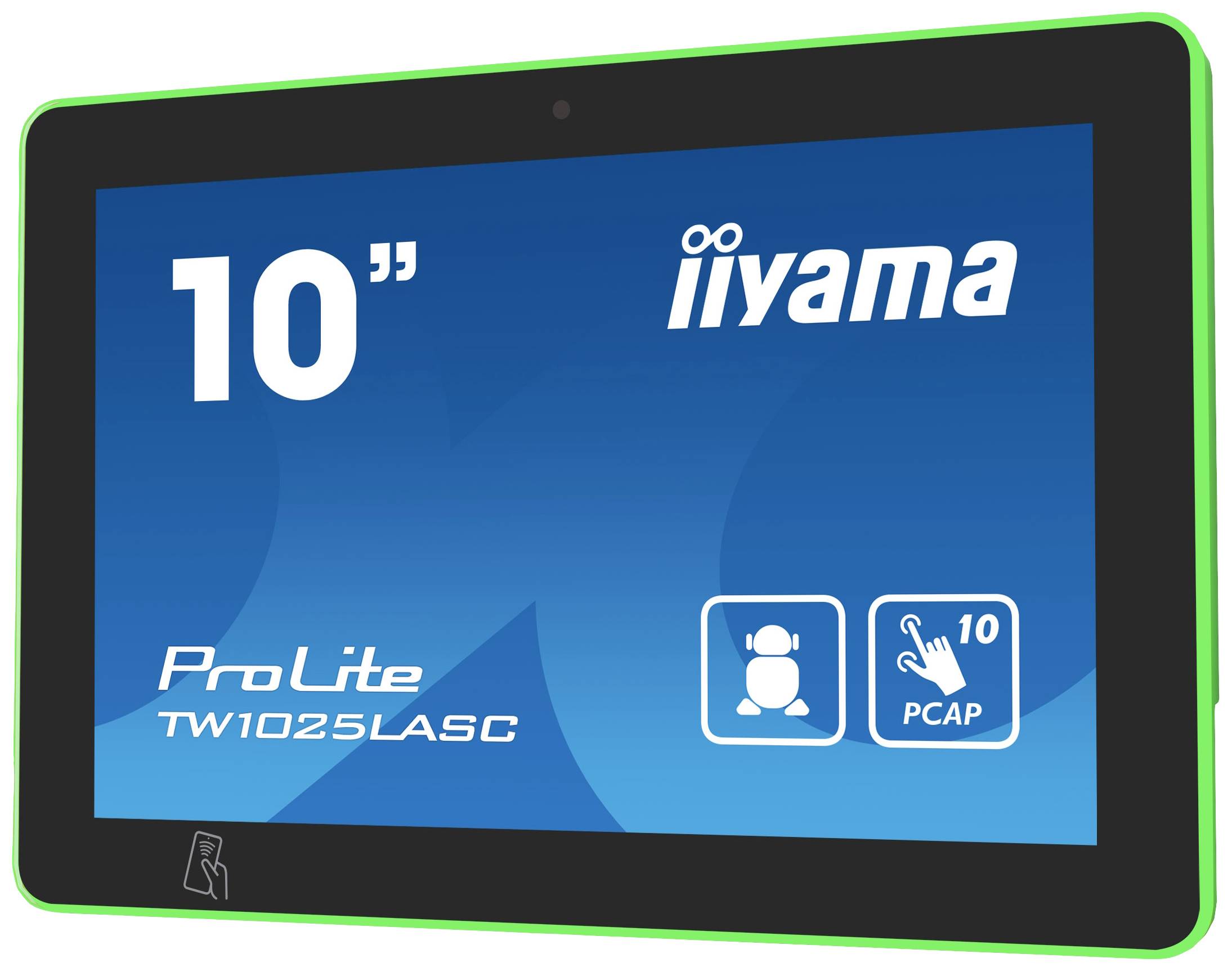 10-Zoll-Touchscreen-Monitor mit PCAP-Technologie und Modellbezeichnung 'ProLite TW1025LASC' von iiyama.