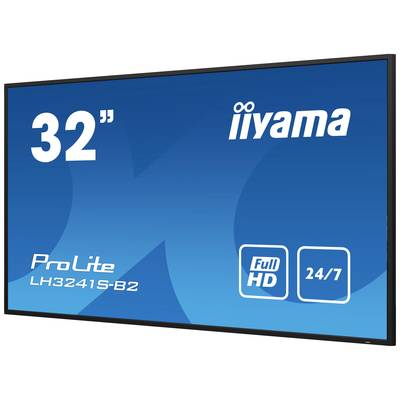 32-Zoll Full-HD-Bildschirm, ProLite LH3241S-B2, mit 24/7-Nutzung und iiyama-Logo auf blauem Hintergrund.