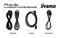 'Drei Kabel nebeneinander: Links Netzstromkabel beschriftet mit POWER, in der Mitte HDMI-Kabel, rechts RS-232C-Kabel, oben Markennamen iiyama.'
