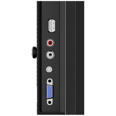 Nahaufnahme eines Computergehäuses mit Anschlüssen: USB, zwei Audioanschlüsse, VGA-Anschluss. Geeignet für externe Geräte.