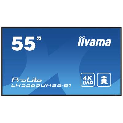 'ProLite LH5565UHSB-B1 55" 4K UHD Monitor von iiyama' auf blauem Hintergrund.