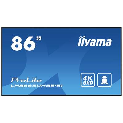 Der Bildschirm zeigt ein 'iiyama ProLite' Modell LH8665UHSB-B1 mit 86 Zoll und 4K UHD-Auflösung.