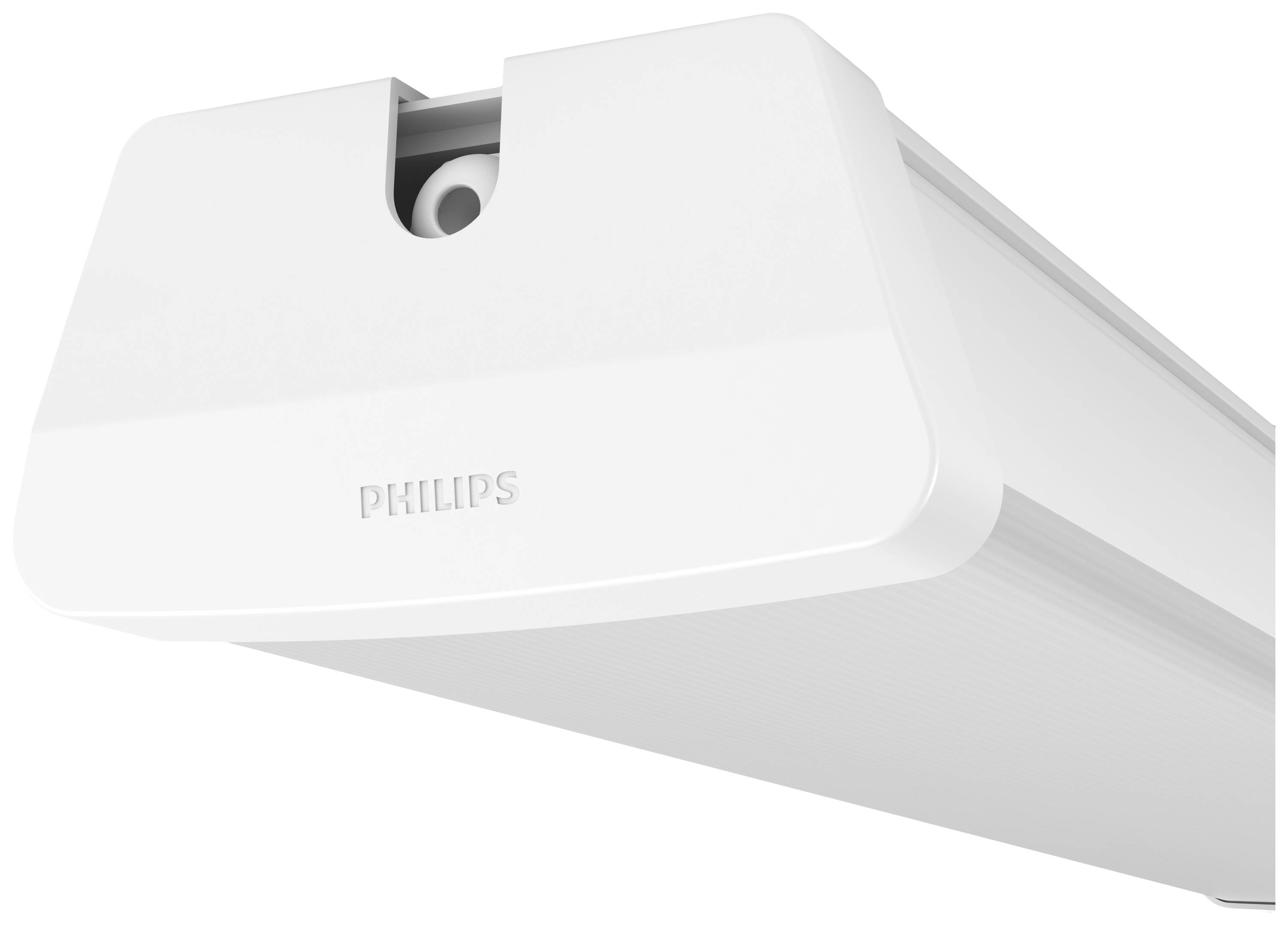 Eine weiße LED-Leuchte von einem bekannten Hersteller, rechteckige Form mit einer kleinen Halterung oben. Ideal für Innenraumbeleuchtung.