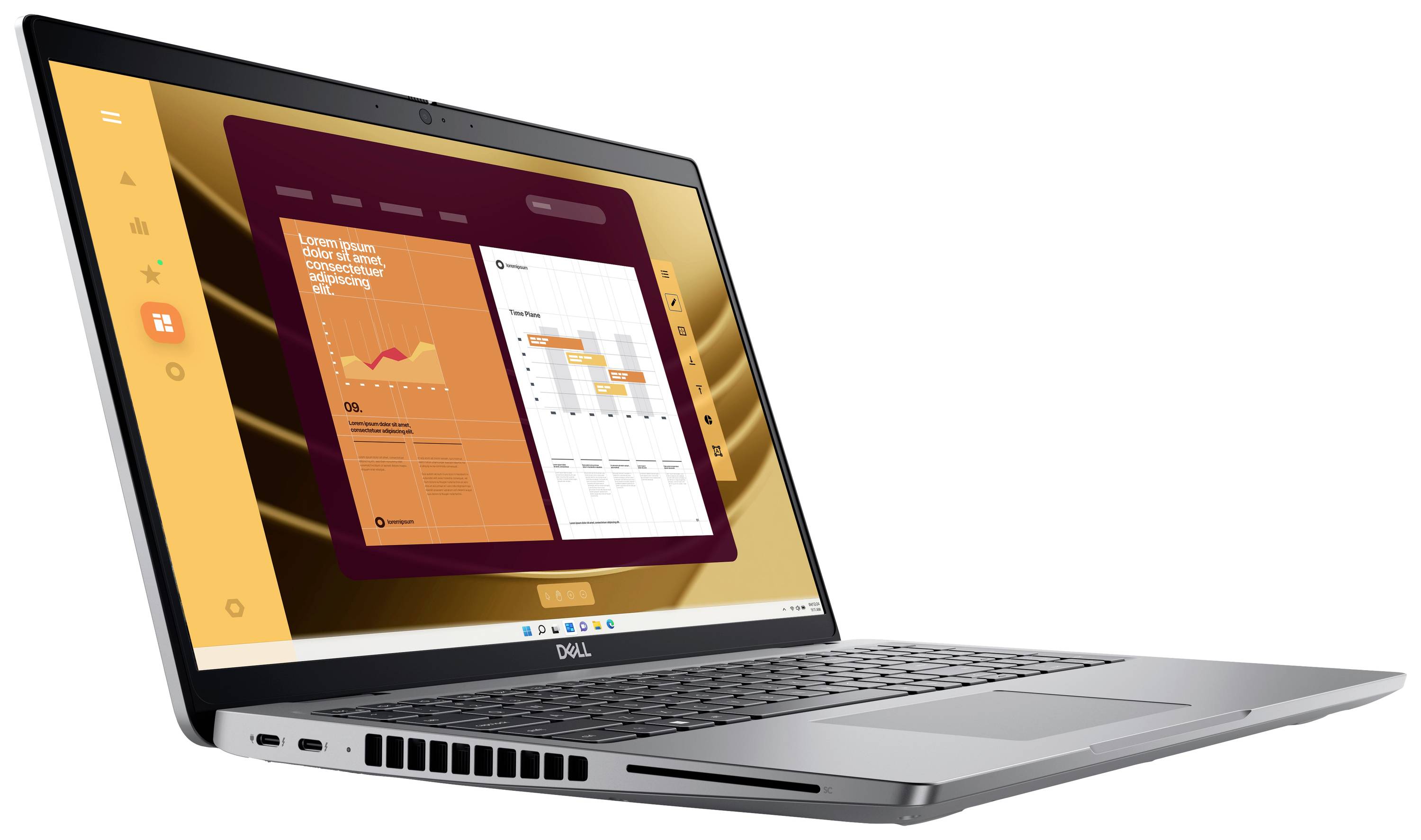 Ein Laptop mit einer geöffneten Grafik-Anwendungsoberfläche zeigt Diagramme und Datenvisualisierungen auf dem Bildschirm.