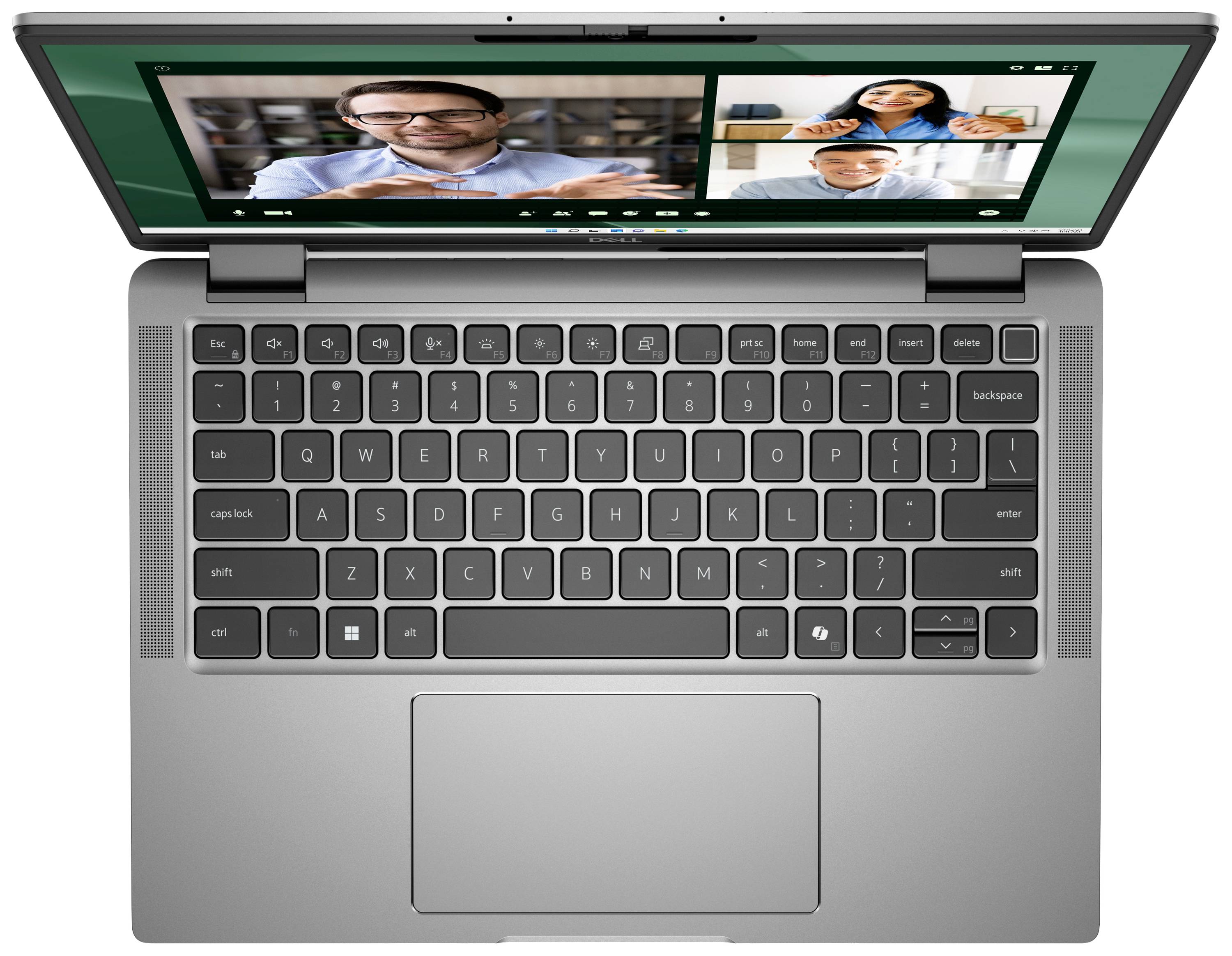 Ein Laptop mit geöffneter Videokonferenz-Anwendung auf dem Bildschirm zeigt mehrere Personen in einem virtuellen Meeting.